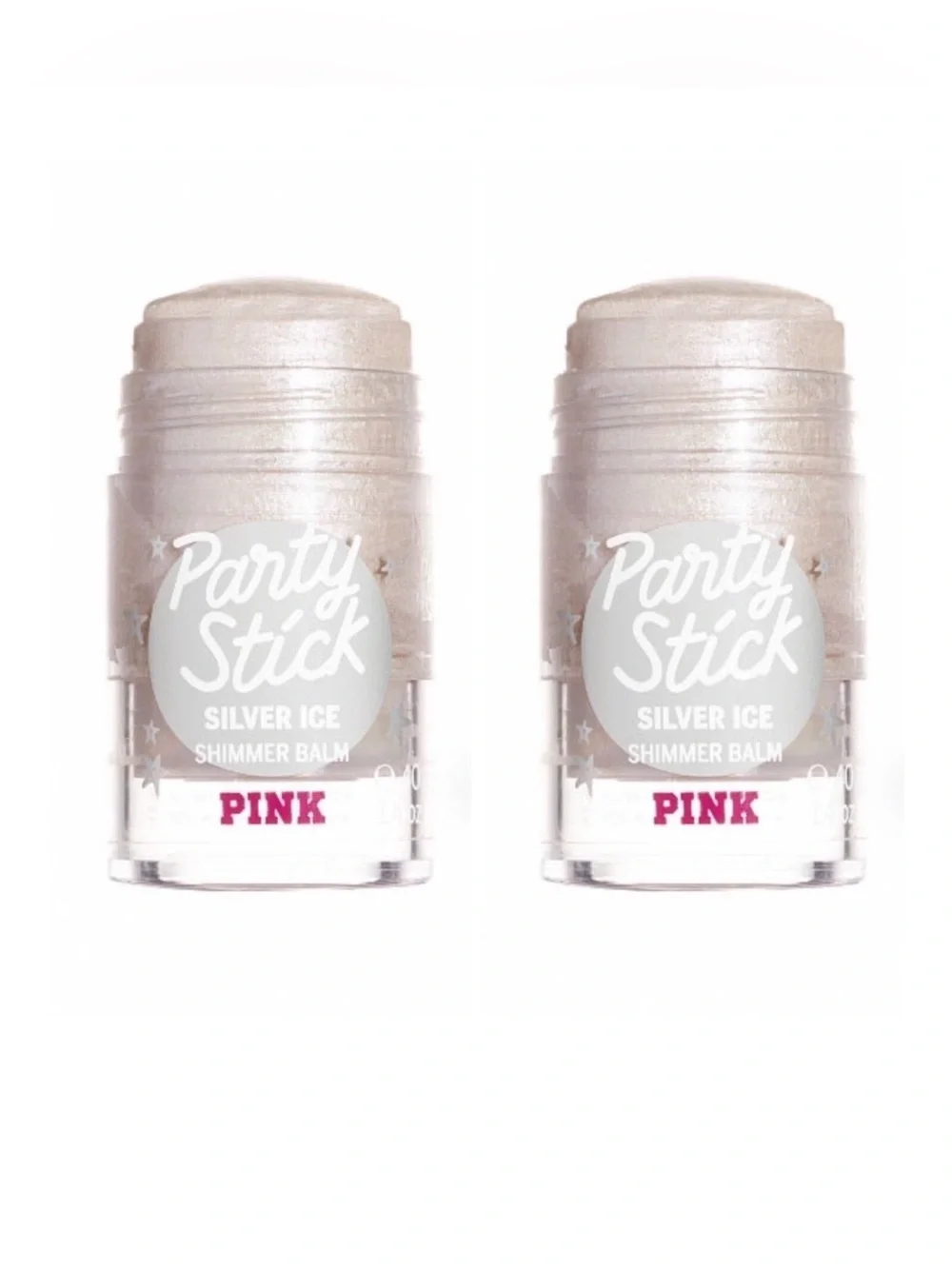 Victoria's Secret PINK Party Stick Silver Ice Shimmer Balm ~ 1.4 oz. (Lot of 2)